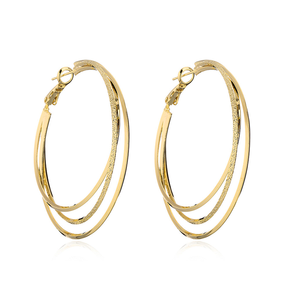 Orecchini a cerchio grandi geometrici minimalisti da donna in rame con placcatura in oro 18 carati