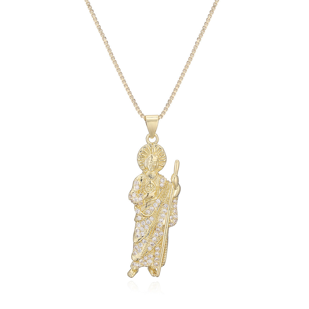 Minimalist 18K Gold Plated Brass Geometric Pendant with Cubic Zirconia for Women