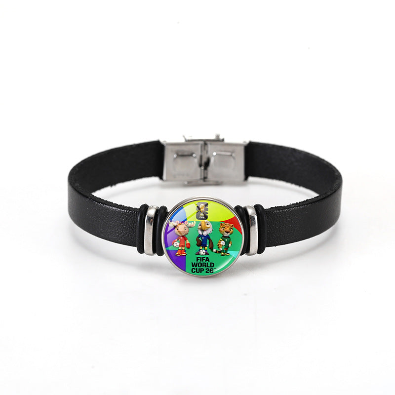 Bracciale Unisex con bottone a pressione in pelle placcata con forme geometriche alla moda