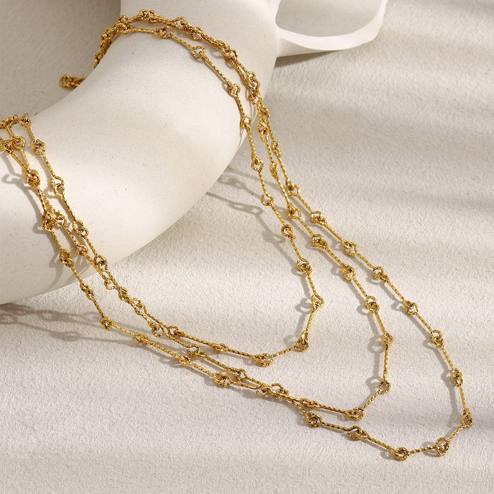 Minimalist Geometric Pendant Necklace for Women Stainless Steel with 18K Gold Plating Adjustable Layered Chain