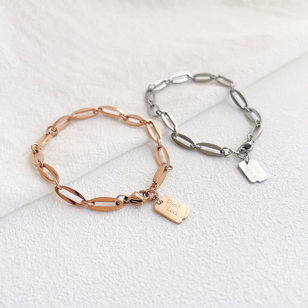 Minimalist Titanium Steel Geometric Square Pendant Good Luck Bracelet with Plated Finish