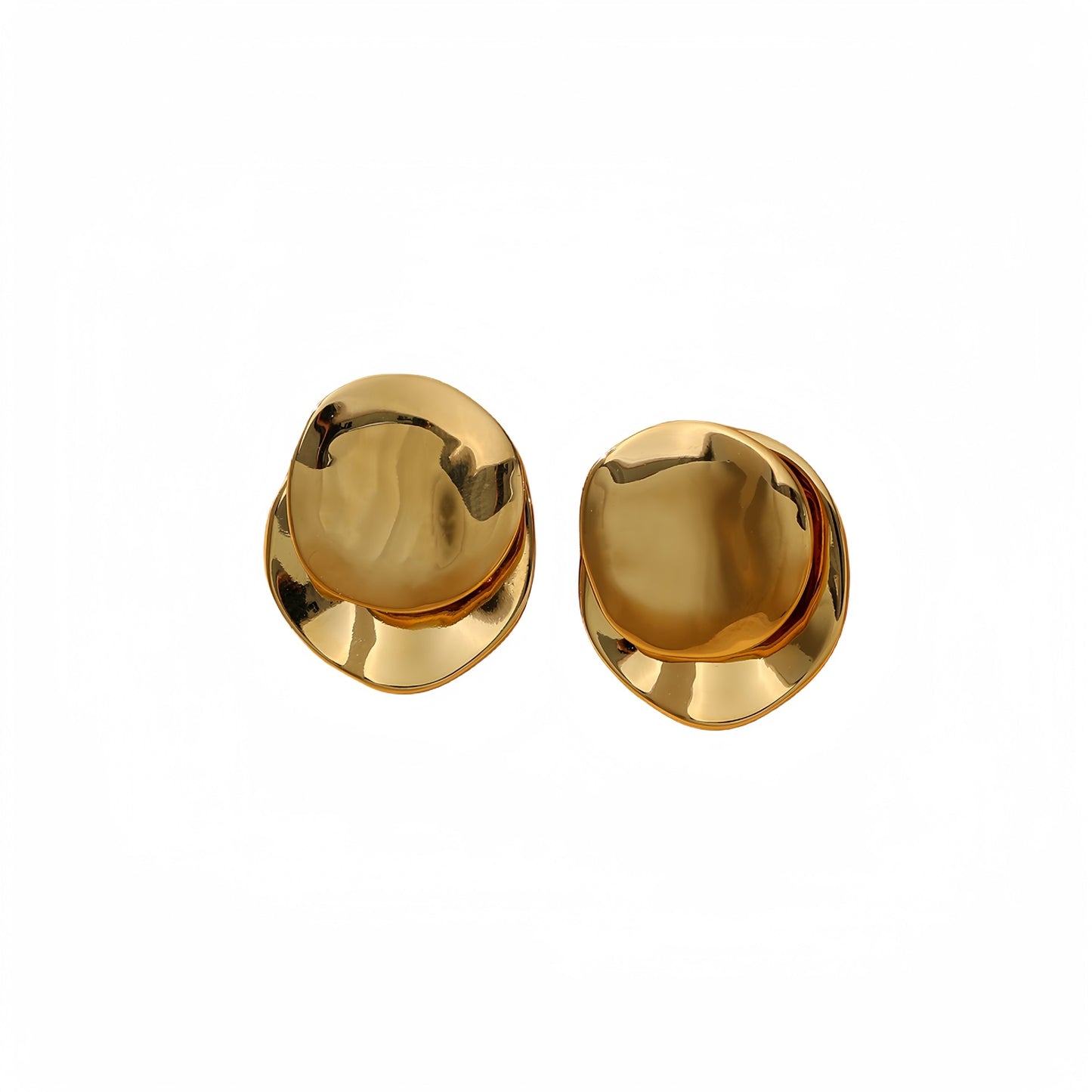 Fashionable Lotus and Teardrop Shaped Titanium Steel Earrings with Plating Finish for Women
