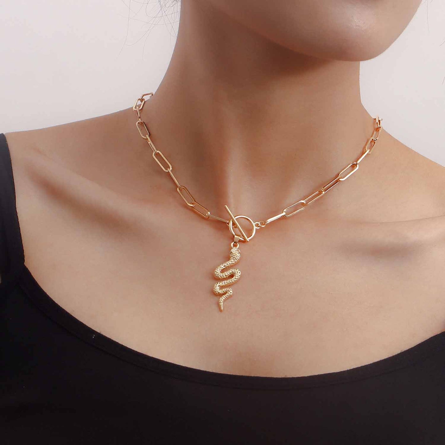 Minimalist Vintage Geometric Pendant Necklace with Tassel Detail and Snake Chain in Alloy with Plated Finish