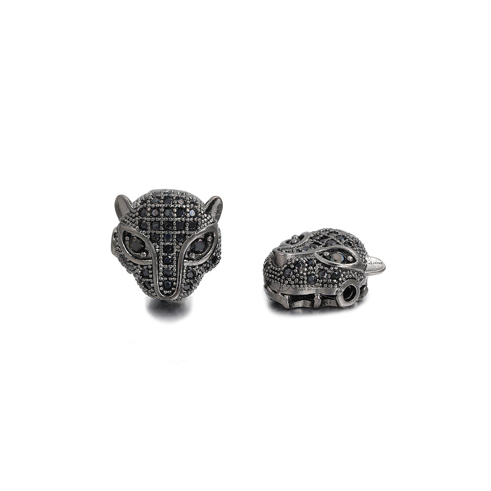 Minimalist Brass Plated Animal Head Charm Bar with Cubic Zirconia Inlay for DIY Jewelry Making