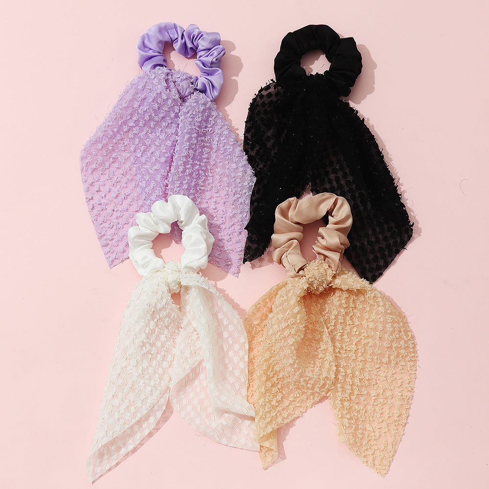 Children's Hair Tie with Bow Design in Fabric Material, Handmade Korean-Inspired Minimalist Hair Accessory for Girls