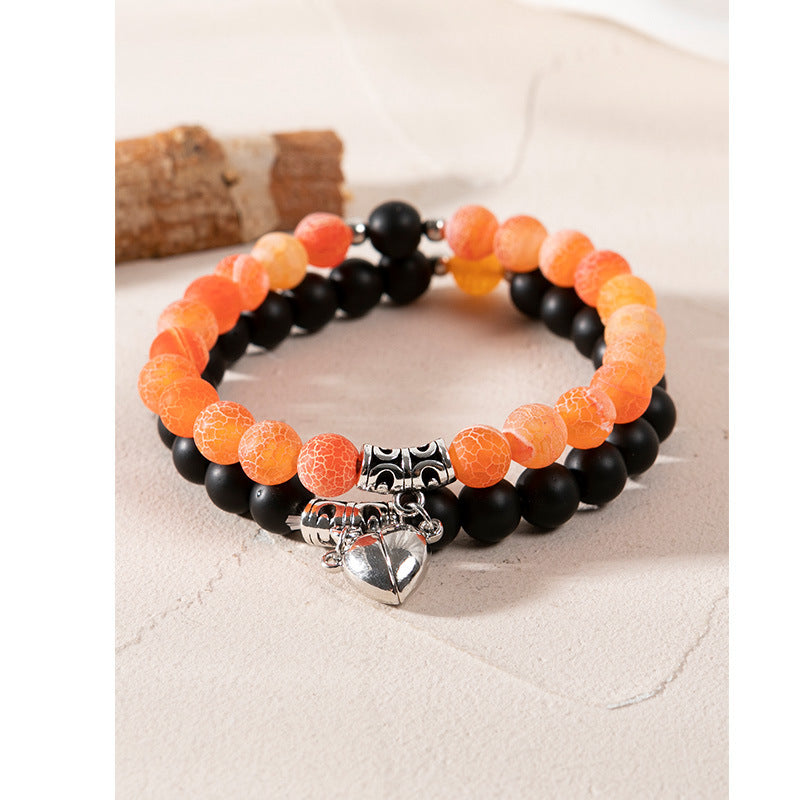 Minimalist Heart Agate Plated Bracelet Set for Unisex