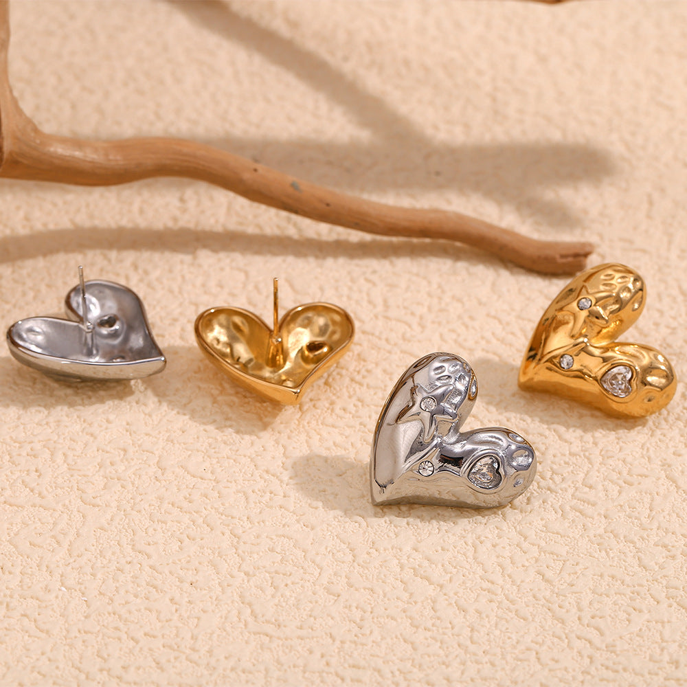 Orecchini da donna alla moda a forma di cuore geometrico in acciaio inossidabile placcato oro 18K