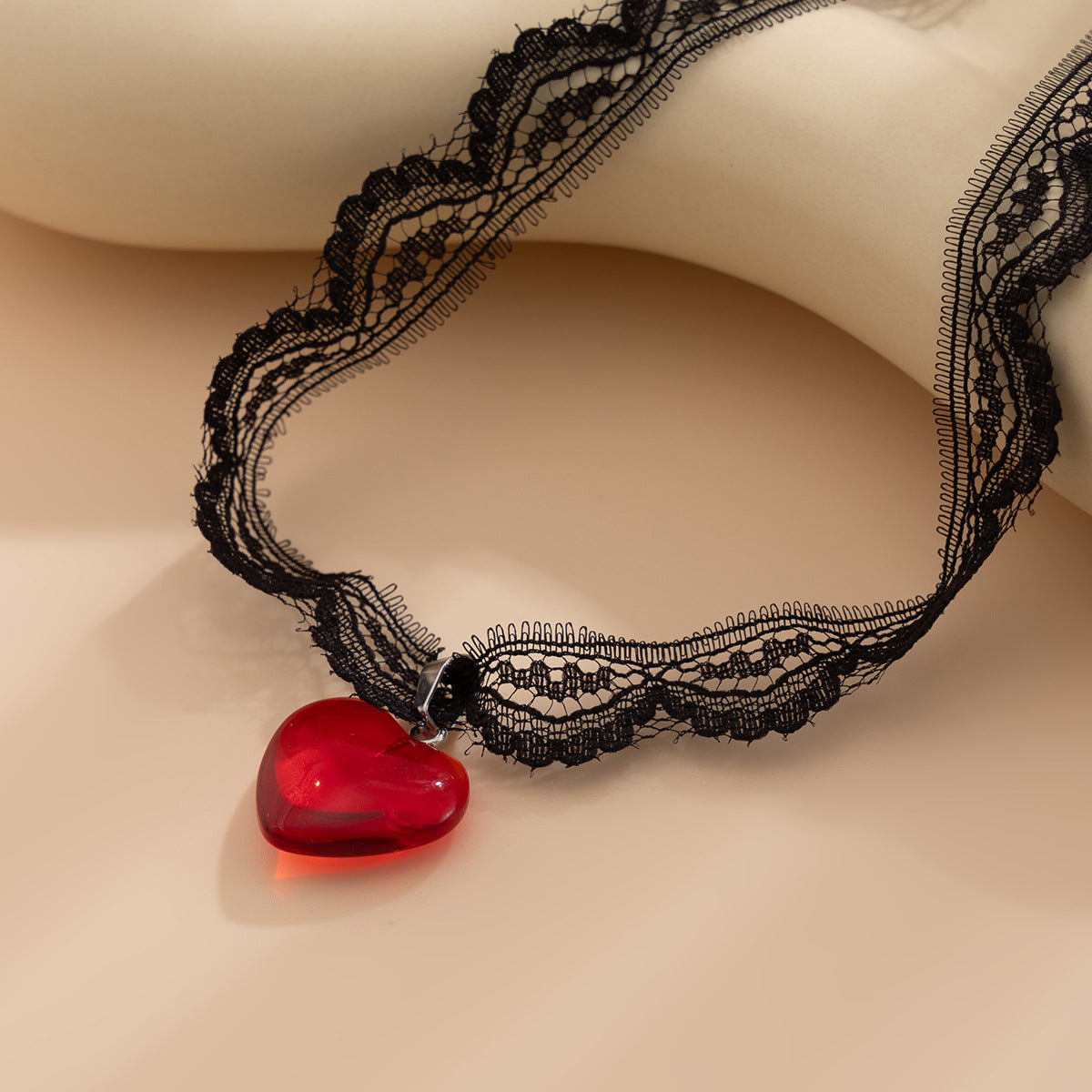 Sweet Punk Heart Acrylic Pendant Plated Necklace for Women