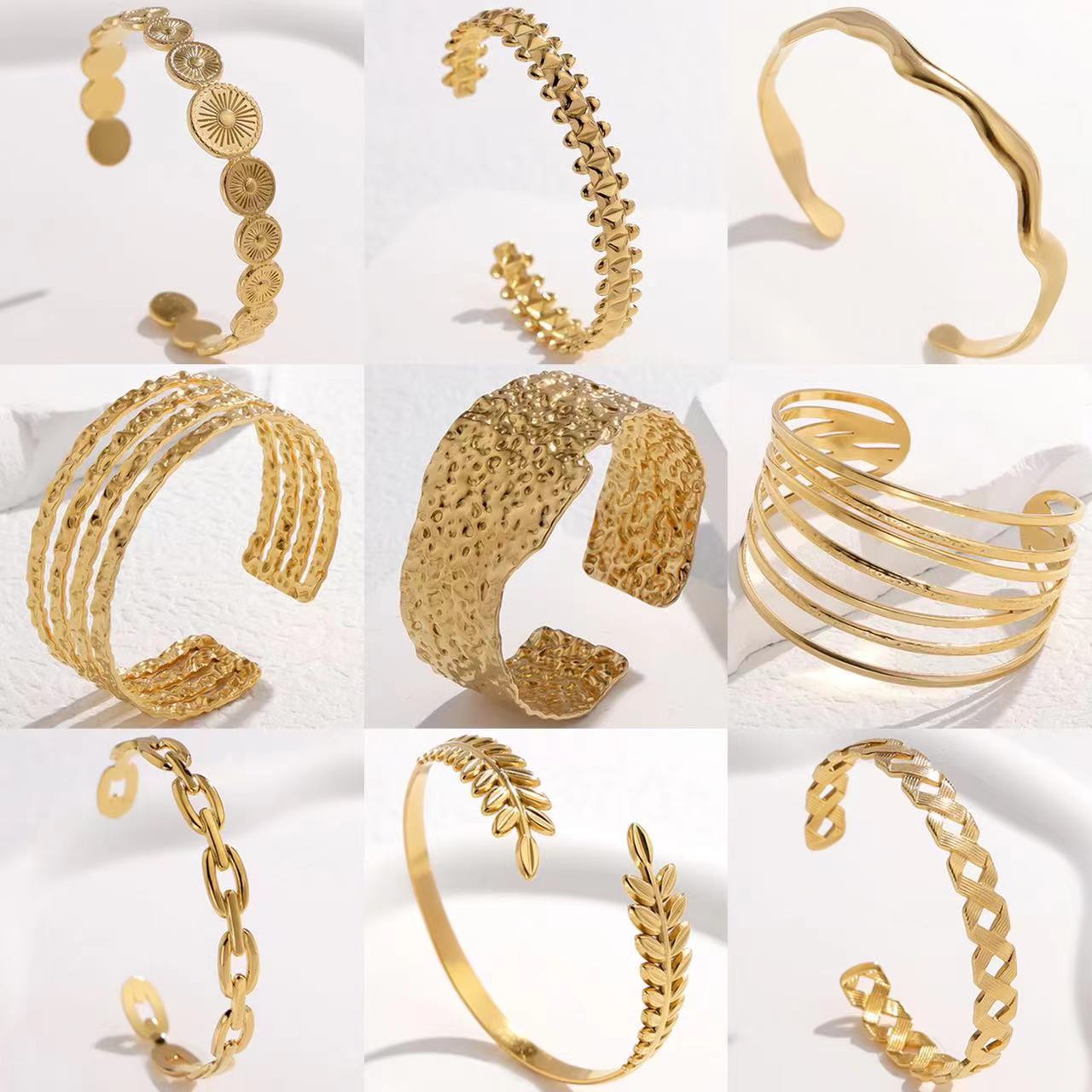 Adjustable Titanium Steel Bracelet for Women with Geometric Line Design Electroplated Finish Statement Cuff