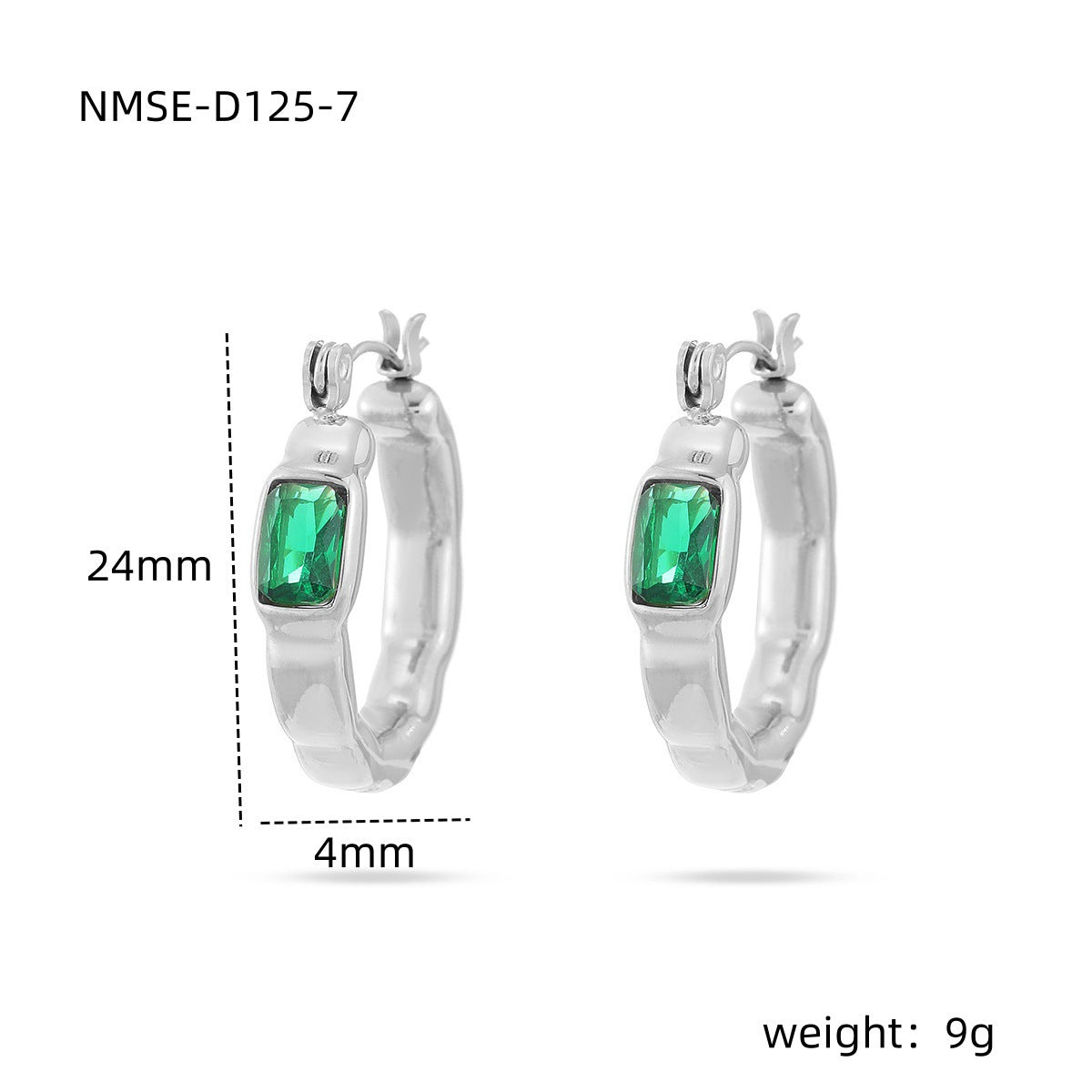 Orecchini da donna in titanio a forma quadrata, minimalisti, con intarsio in zircone colorato e finitura placcata
