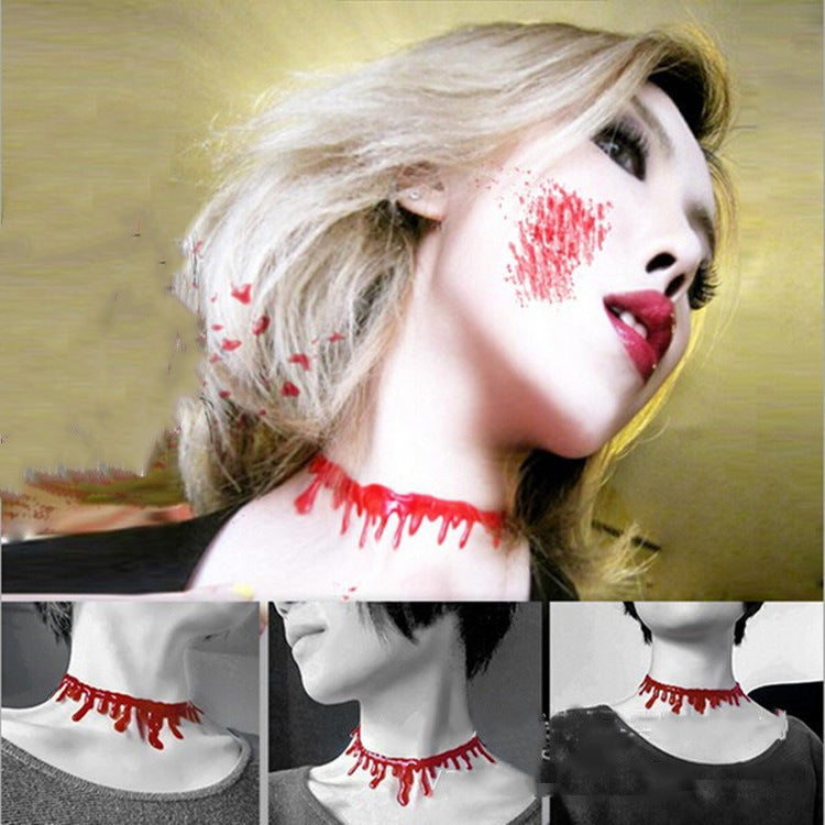 Collar de sangre de Halloween para mujer con motivo de calavera y calabaza, colgante geométrico de resina en cadena chapada, bisutería para juegos de rol de vampiro o enfermera