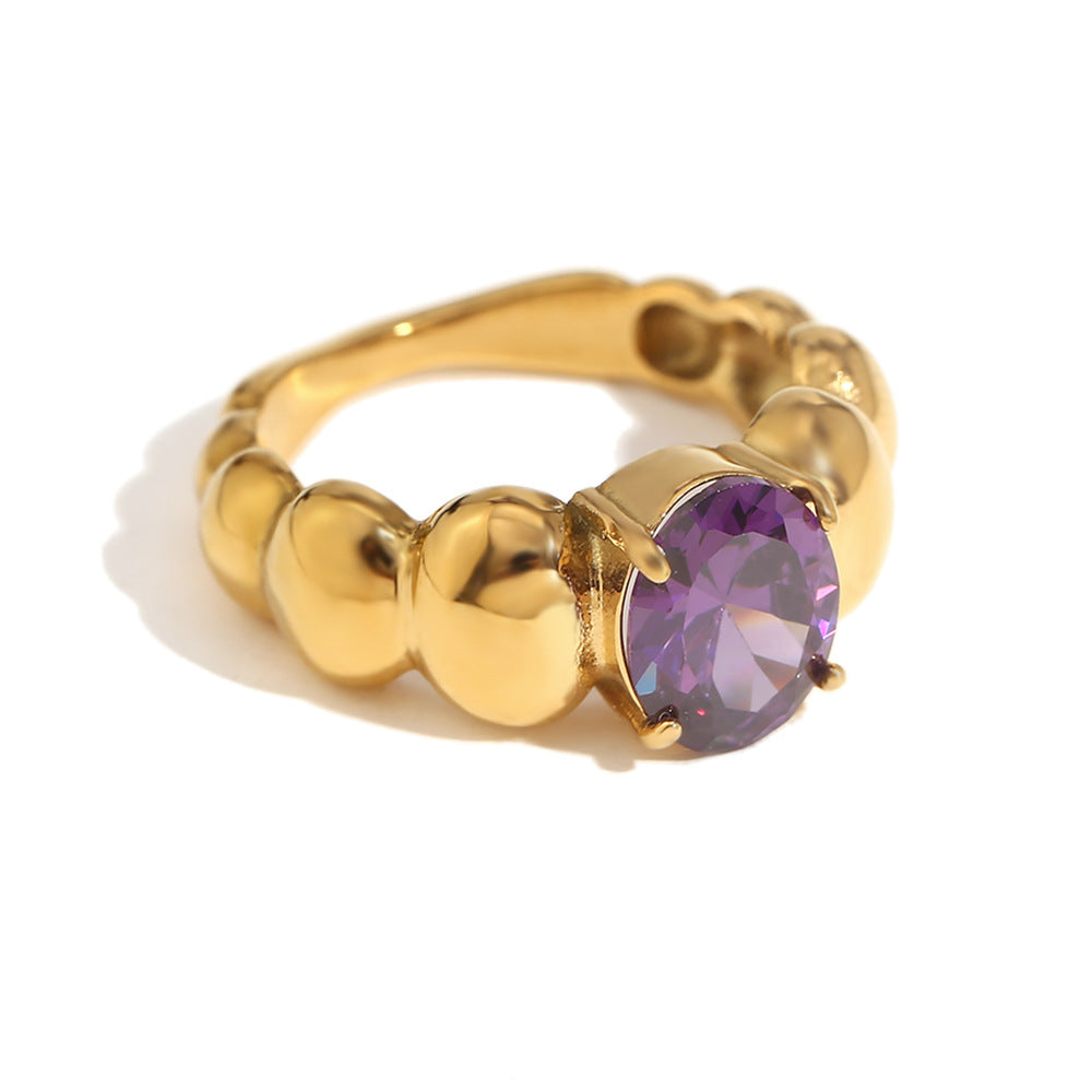 Anello da donna in acciaio inossidabile con placcatura in oro 18 carati, stile geometrico vintage