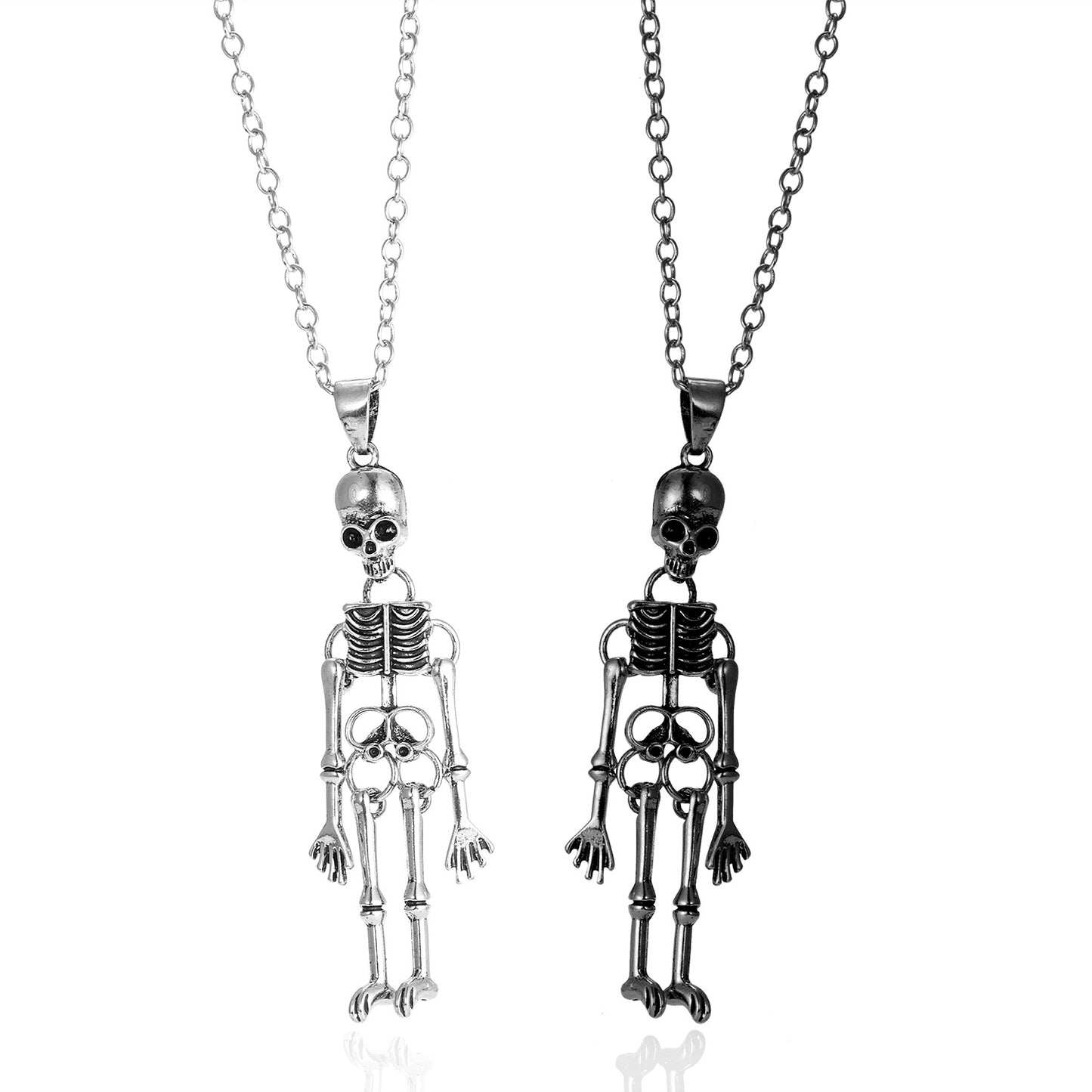 Collar con colgante de esqueleto geométrico minimalista para parejas con cadena de aleación galvanizada