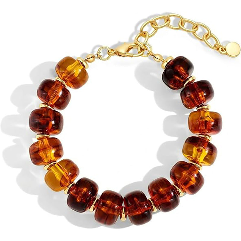 Casual Geometric Crystal Resin Acrylic Beaded Necklace Set for Women