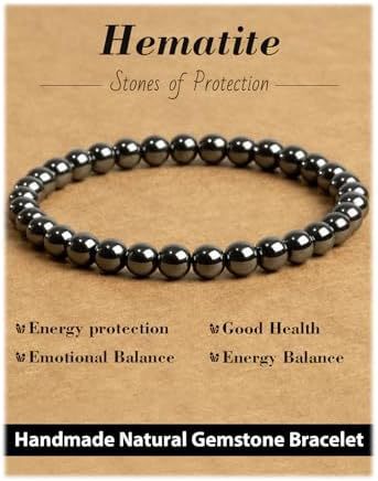 Natural Obsidian and Amazonite Stone Beaded Bracelet 6mm Elastic Stretch Bangle Unisex Handmade Jewelry