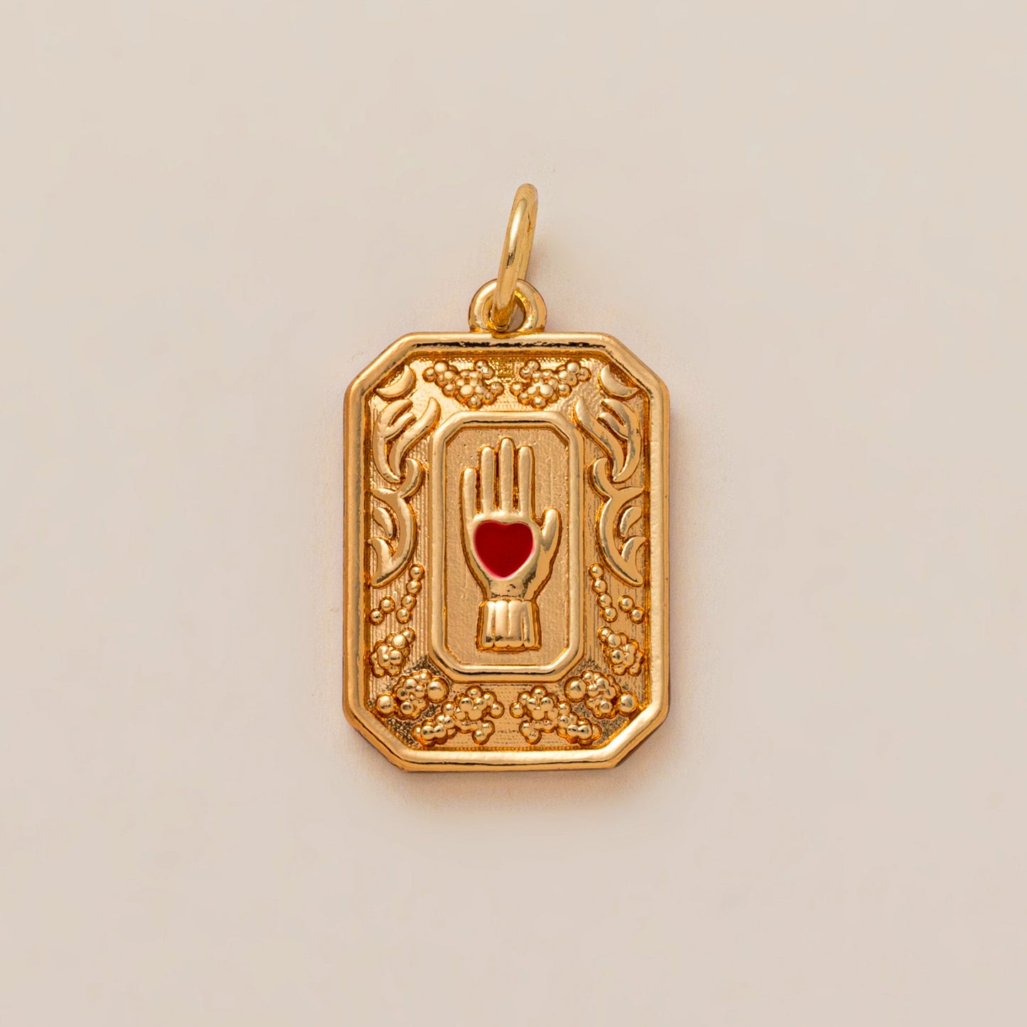 Elegant 14K Gold Plated Brass Heart Moon Cubic Zirconia Pendant Charm Bar