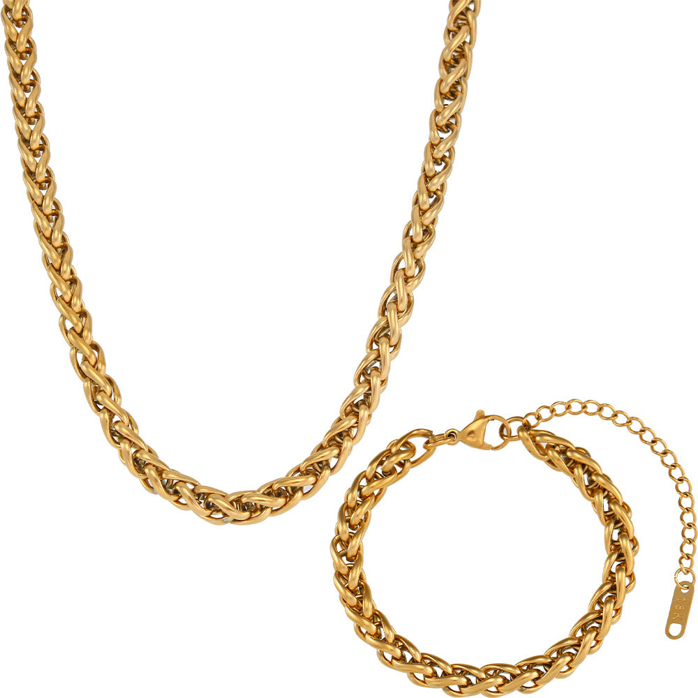 Collana con pendente geometrico vintage alla moda in acciaio inossidabile con placcatura in oro su catena a maglie da 6 mm da donna