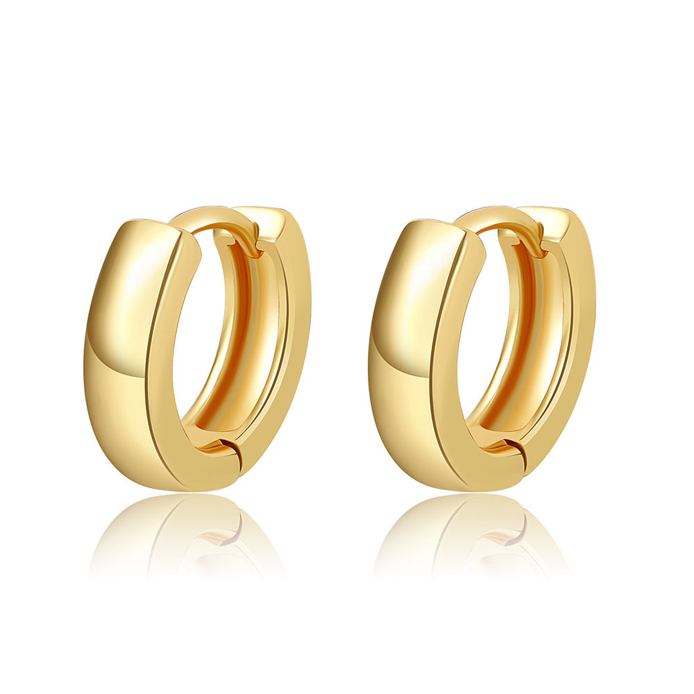 Gold Plated Brass Micro-Set Cubic Zirconia Geometric Leaf Cross Heart Round Hoop Earrings for Women