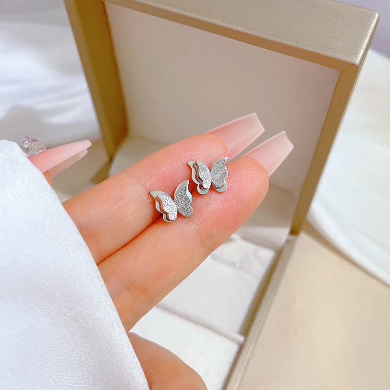 Minimalist Sweet Geometric Titanium Steel Plated Stud Earrings