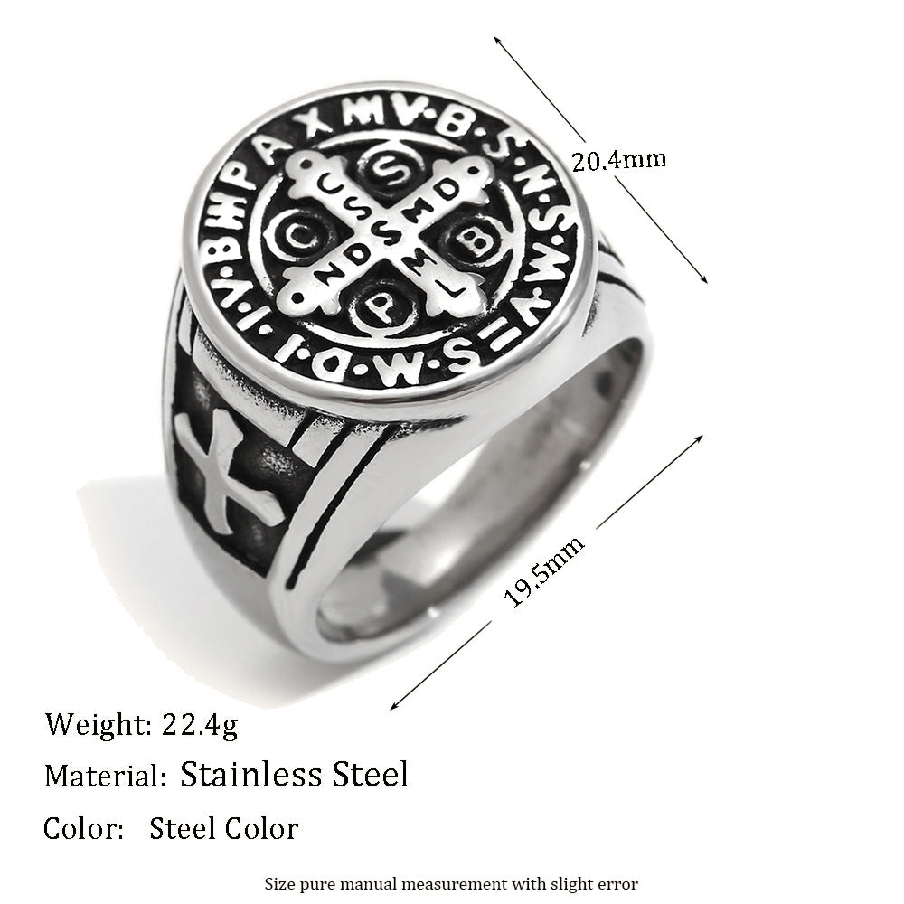 Anello in acciaio inossidabile a forma di lettera, minimalista, placcato oro 18K da uomo