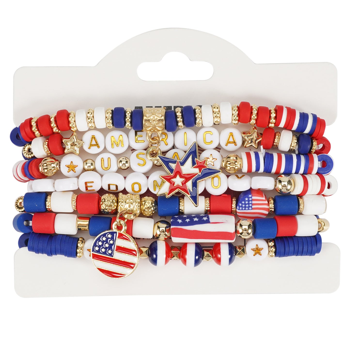 Pulsera de resina con estrella geométrica unisex, joyas patrióticas con bandera estadounidense