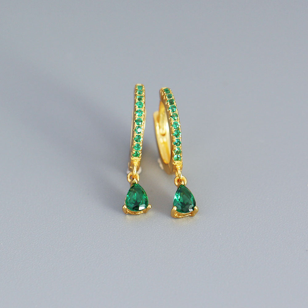 Luxury Elegant 925 Sterling Silver Teardrop Geometric Diamond Hoop Earrings for Women