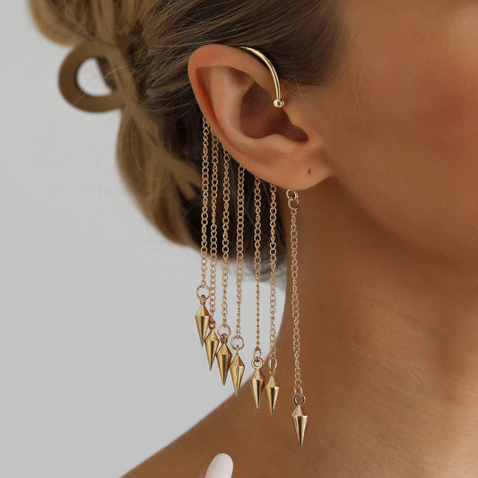 Sexy Streetwear Plated Alloy Geometric Tassel Ear Cuff for Women