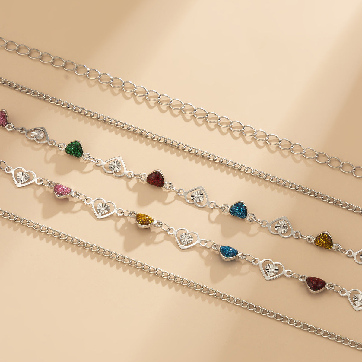 Minimalist Hollow-Out Enamel Heart-Shaped Body Chain for Women with Lobster Clasp