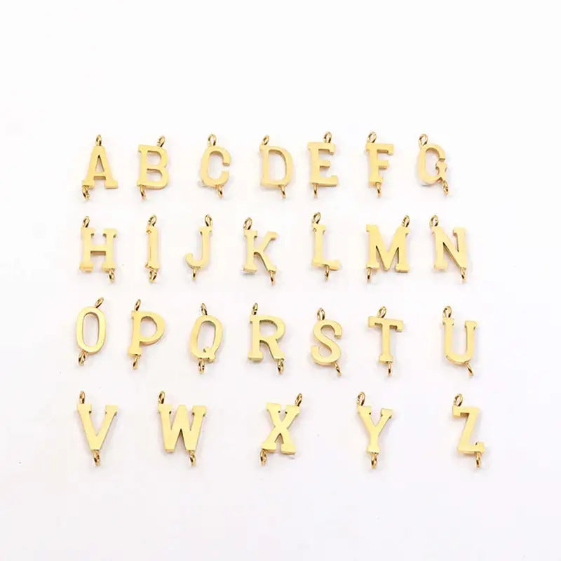Collana con Lettera in Acciaio Inossidabile Placcato Oro Minimalista con Catena a Sfera