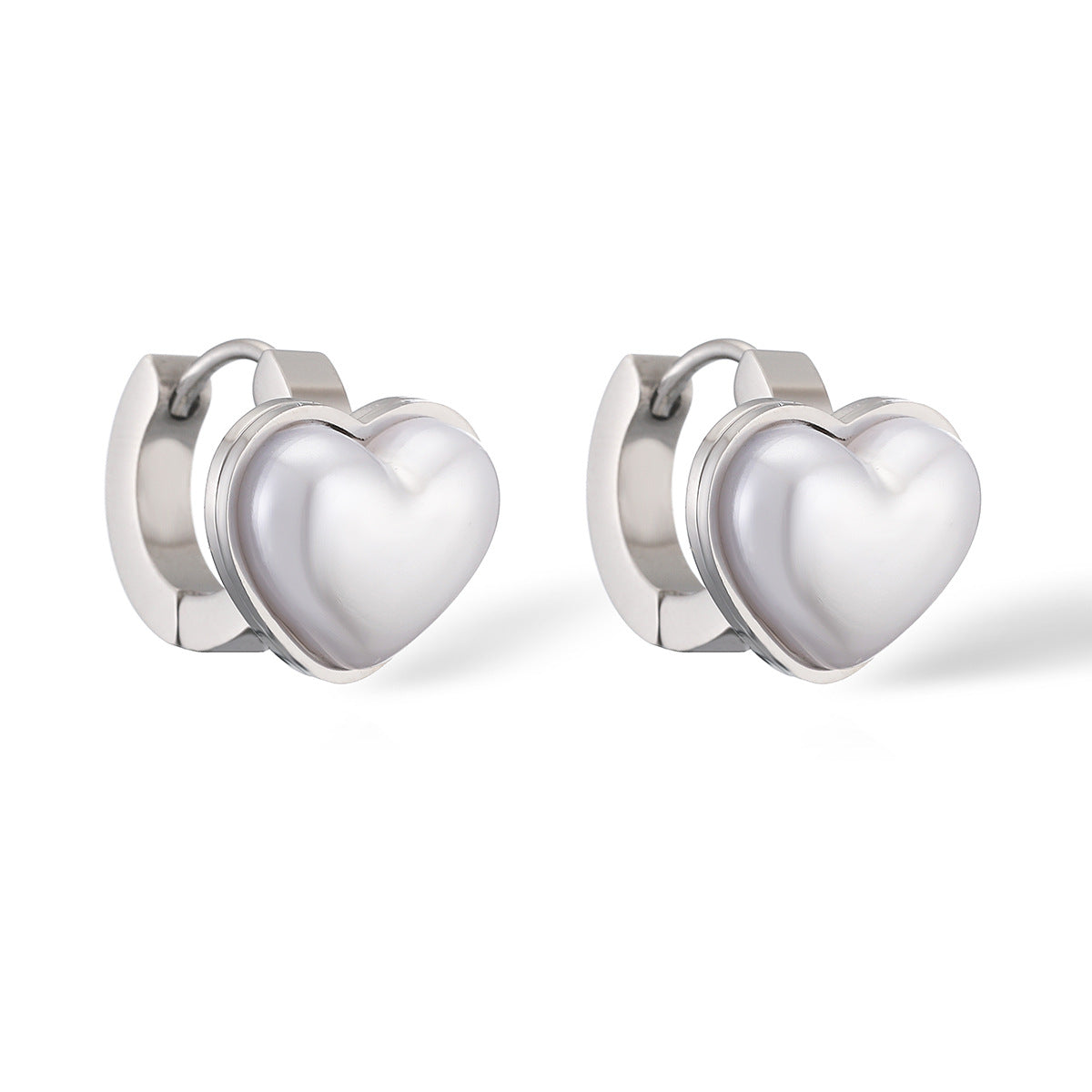 Orecchini a Clip Minimalisti a Cuore in Acciaio Inossidabile da Donna con Finitura Galvanica, Design Geometrico, Resistenti allo Sbiadimento e Versatili
