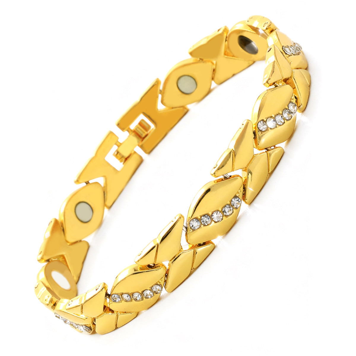 Bracciale Minimalista Magnetico Regolabile a Forma di Foglia in Lega di Zinco Placcato con Design Geometrico per Donna e Uomo
