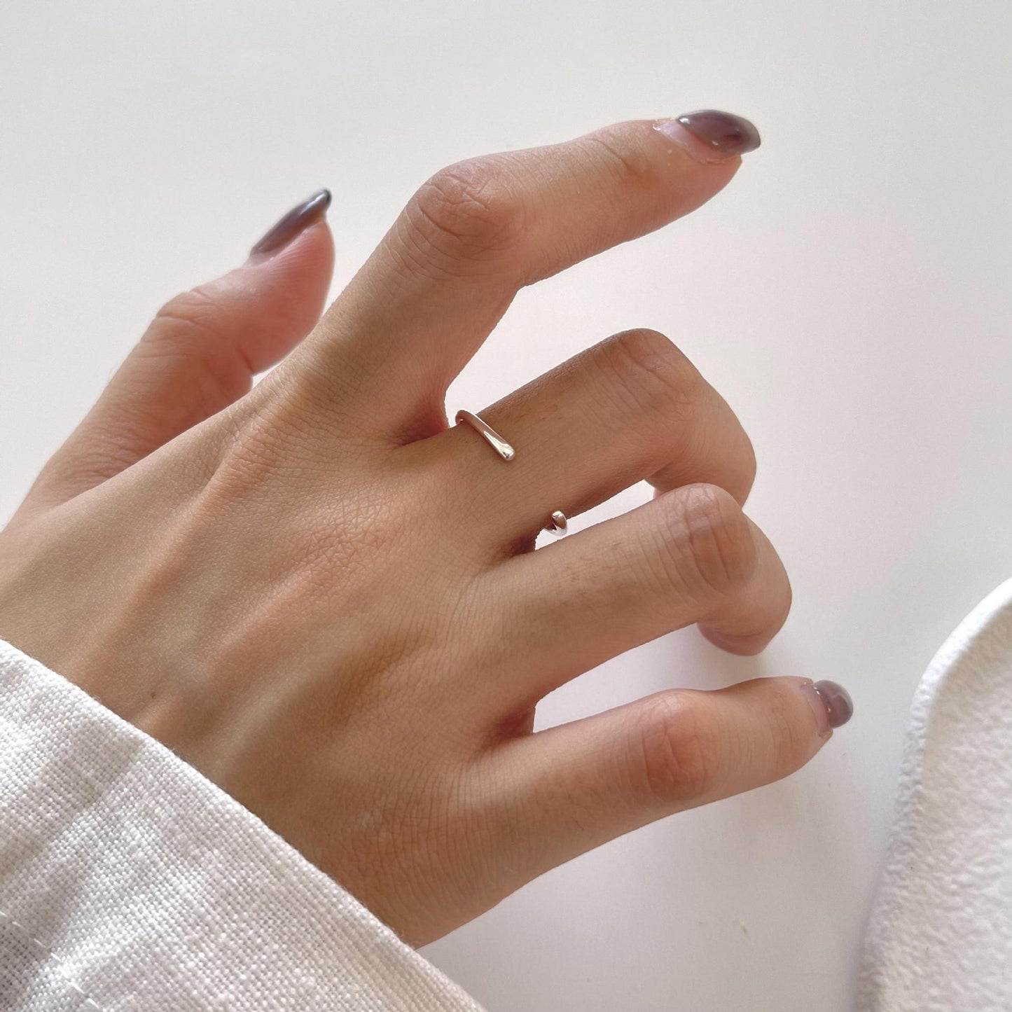 Minimalist 925 Sterling Silver Asymmetric Geometric Ring for Women