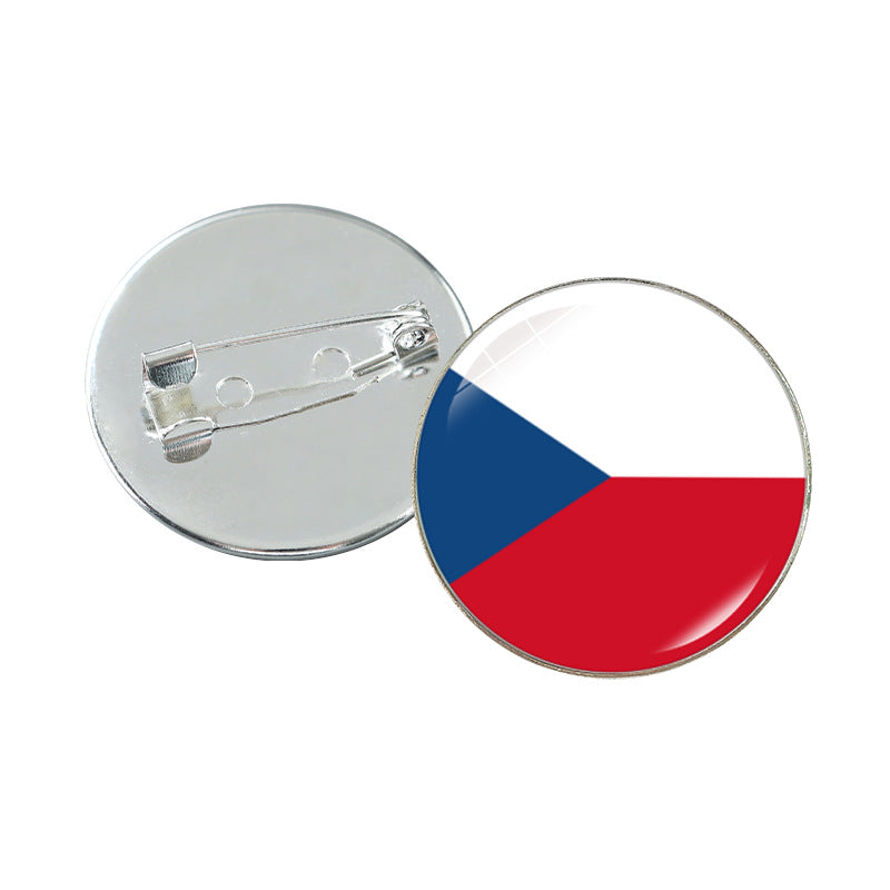 Minimalist Geometric Alloy Plated Brooch with Cabochon Gemstone Unisex Pin Badge