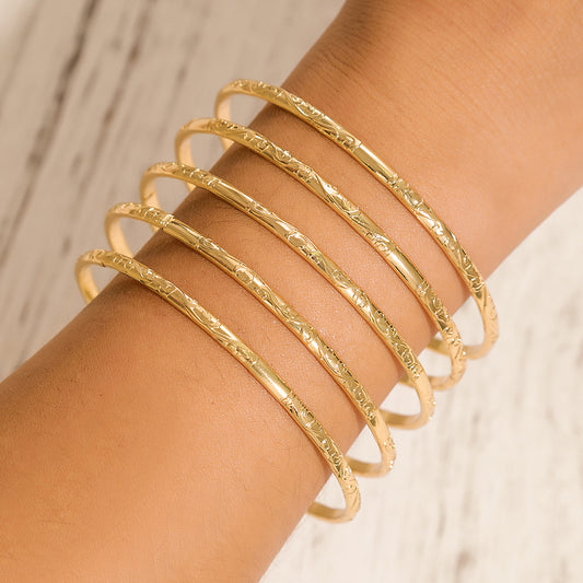 Vintage Minimalist Bohemian Geometric Round Floral Plated Iron Bracelet Set for Women