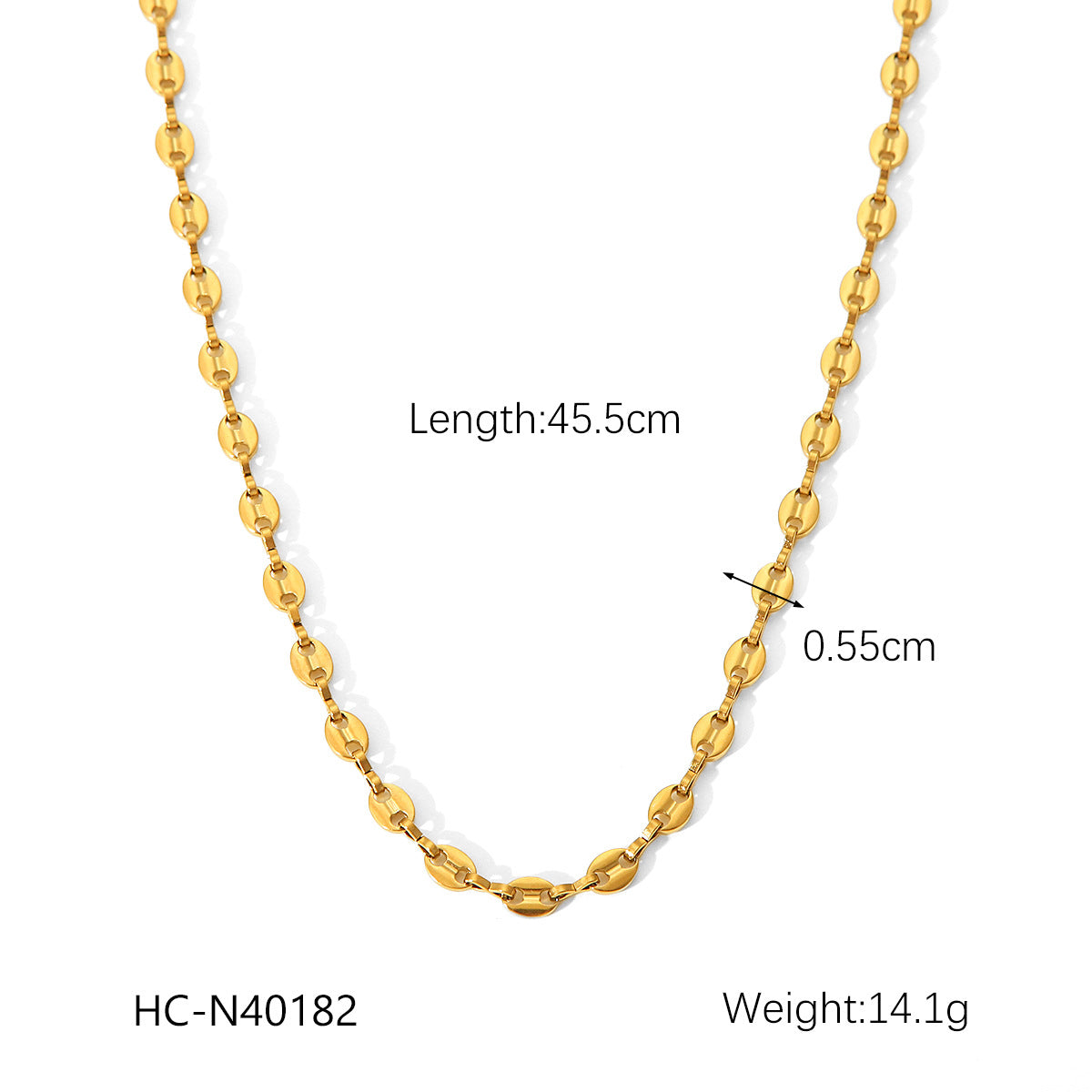 Ins Style 18K Gold Plated Geometric Pig Nose Chain Necklace for Women