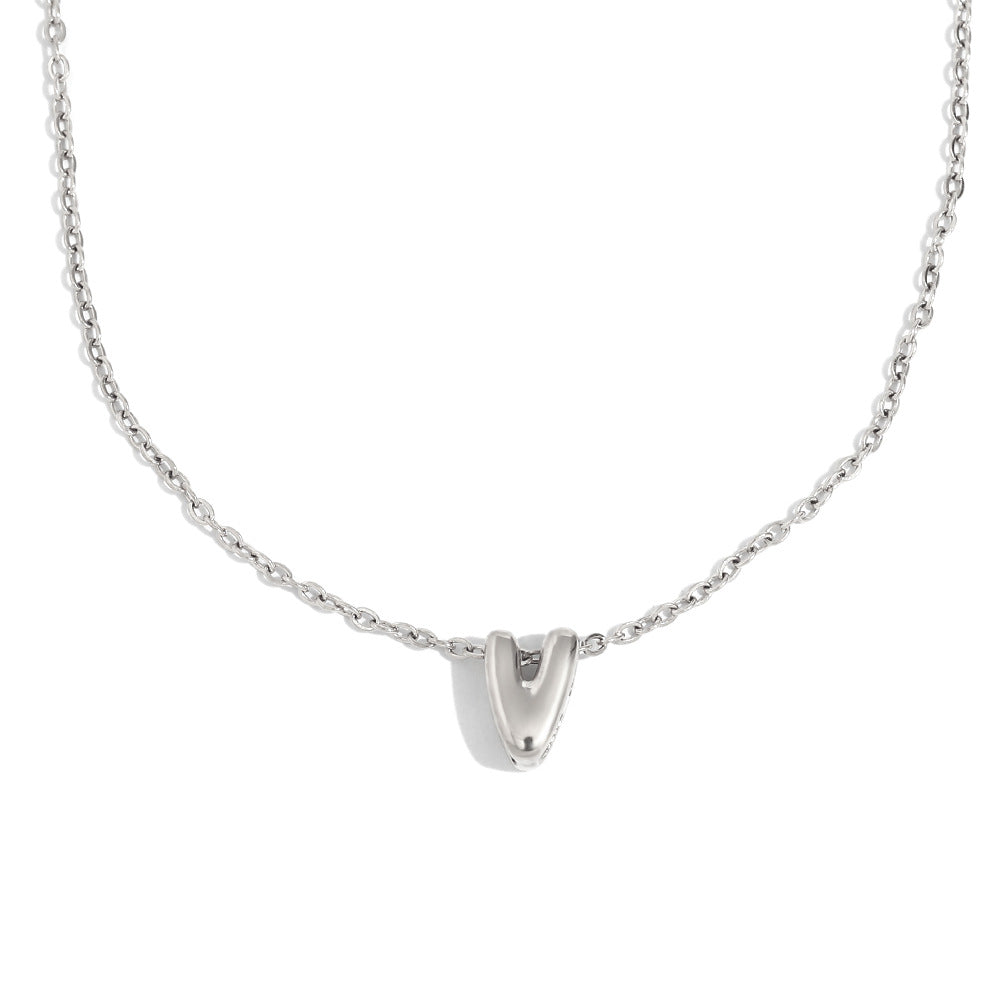 Fashionable Minimalist Letter Pendant Necklace in Stainless Steel with 18K Gold Plating for Women