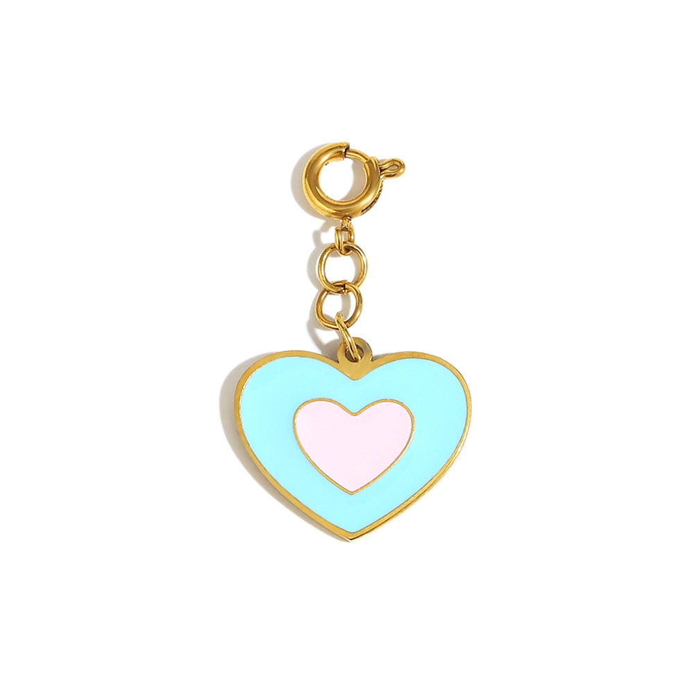 Geometric Heart Pendant with Spring Clasp in Stainless Steel Plated with 18K Gold for Fashionable Office Wear