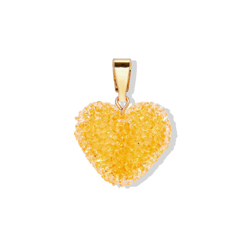 Colorful Heart Plated Stainless Steel Charm Bar Necklace for Women