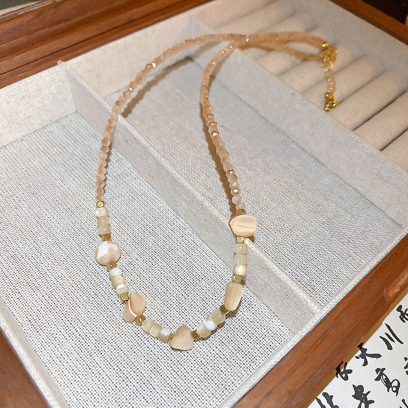 Collana Sweet Dopamine con perle barocche in lega di zinco con finitura placcata e ciondolo geometrico, delicata catena a clavicola da donna