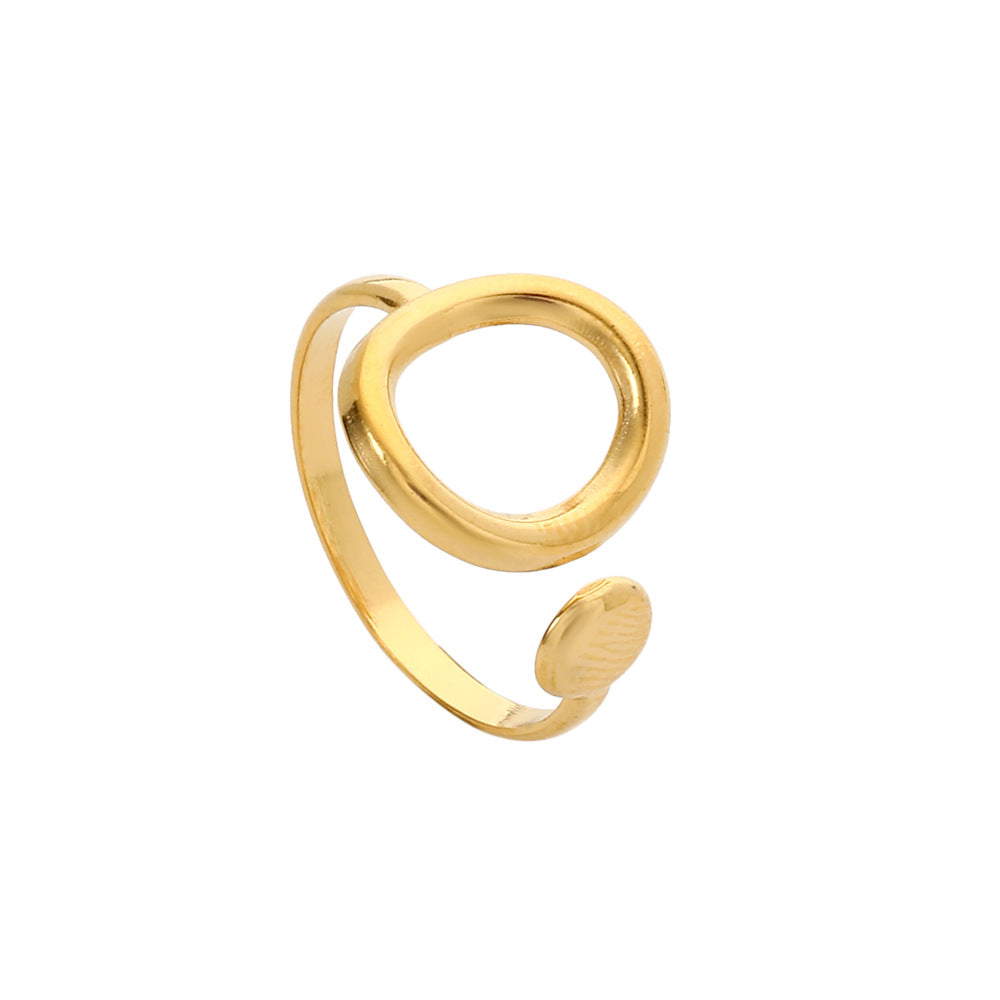 Minimalist Hip-hop Geometric Round Plated Titanium Steel Double Layer Open Ring