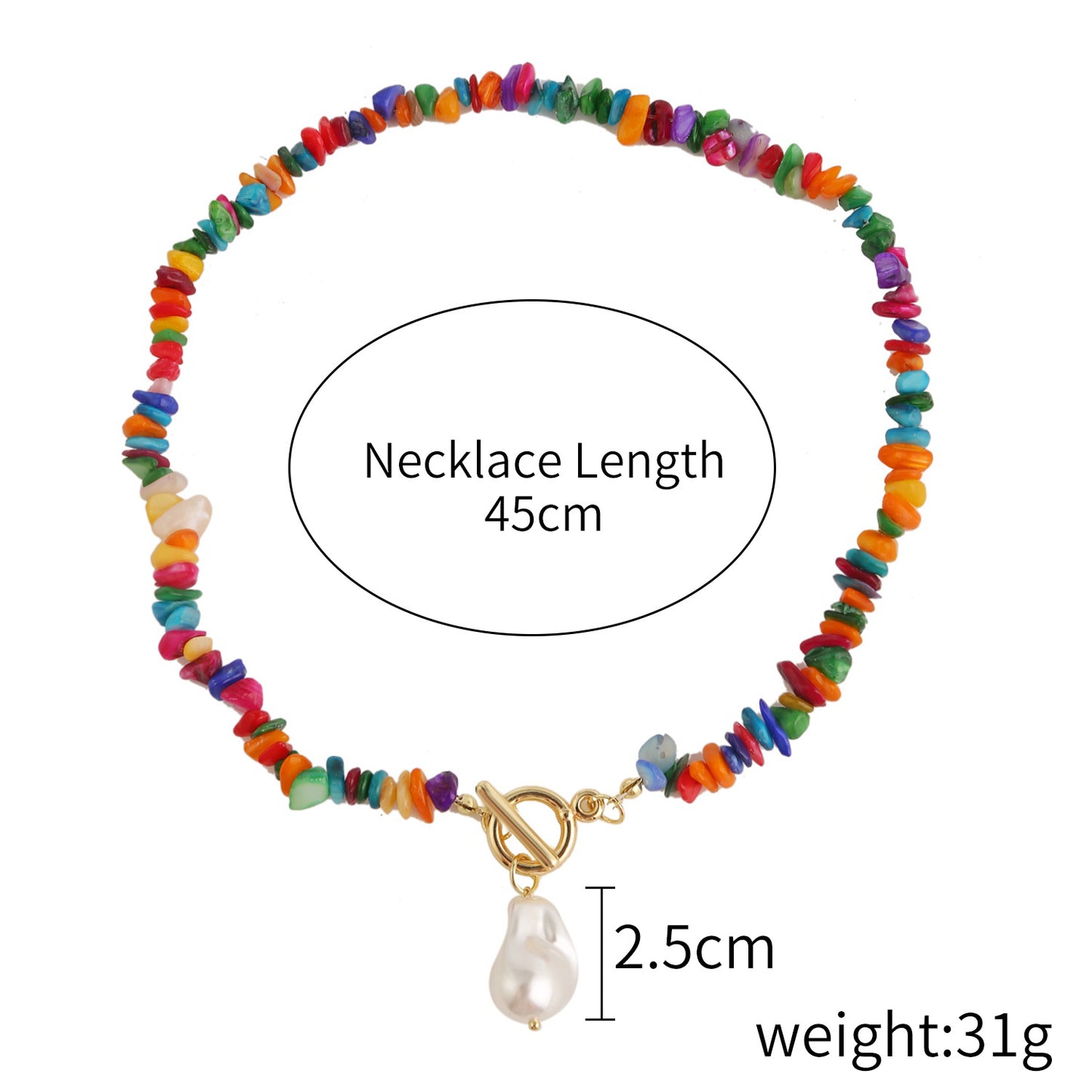 Bohemian Sweet Geometric Pearl Plated Ball Chain Necklace for Women
