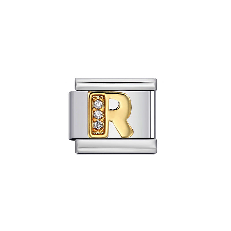 Gold Plated Stainless Steel Letter Charm Bar Bracelet DIY Modular Detachable Unisex