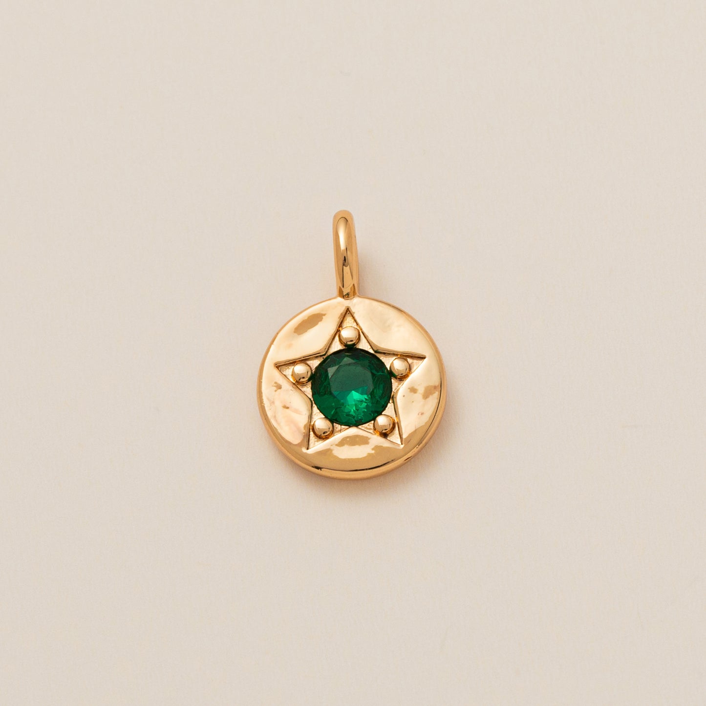 Colorful Cubic Zirconia Star Round Pendant Brass Plated Necklace Charm Bar for December Birthstone