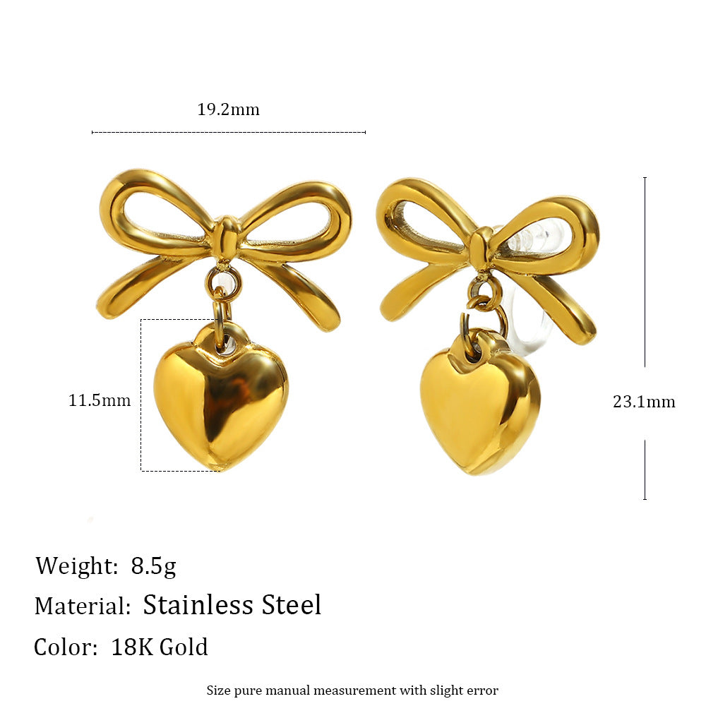 Fashionable Geometric Stainless Steel Plated 18K Gold Zircon Flower Pearl Clip-On Earrings for Women