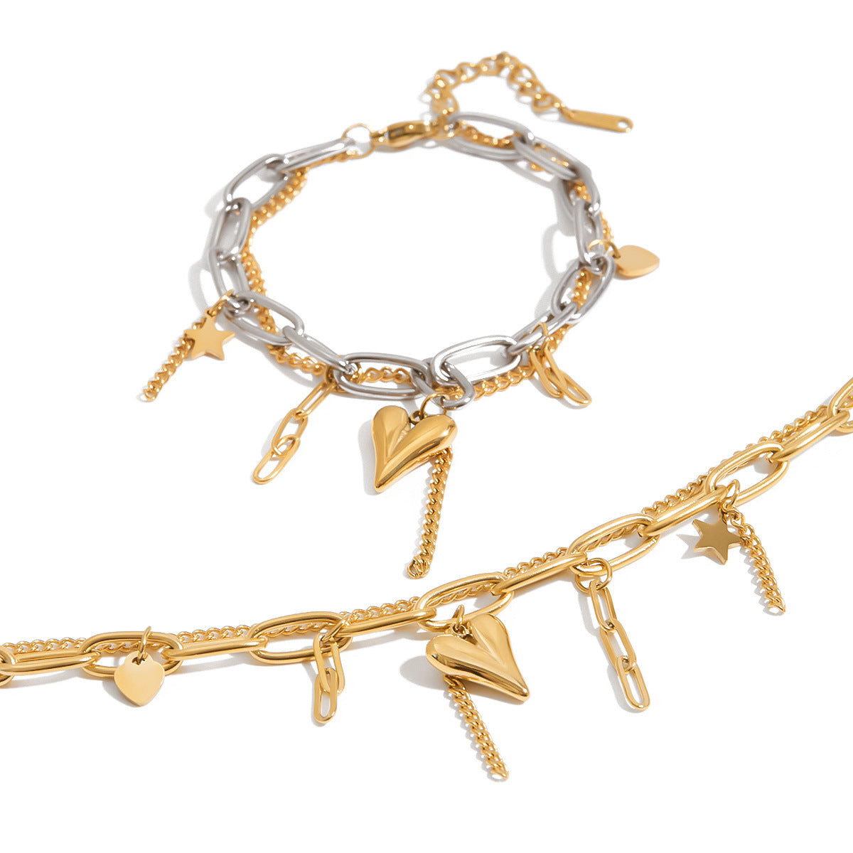 Elegant Heart Geometric Stainless Steel Plated Bracelet for Women