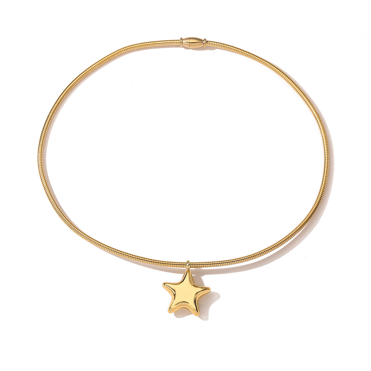 Collana pendente a stella geometrica minimalista da donna in acciaio al titanio con design irregolare e stile a medaglione d'ispirazione vintage