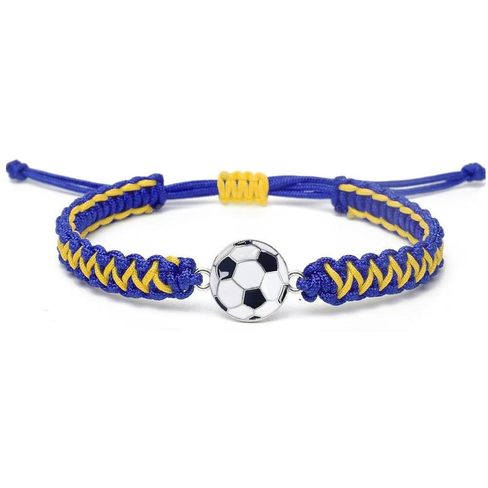 Sporty Color Block Handmade Braided Charm Bar Bracelet Unisex Adjustable