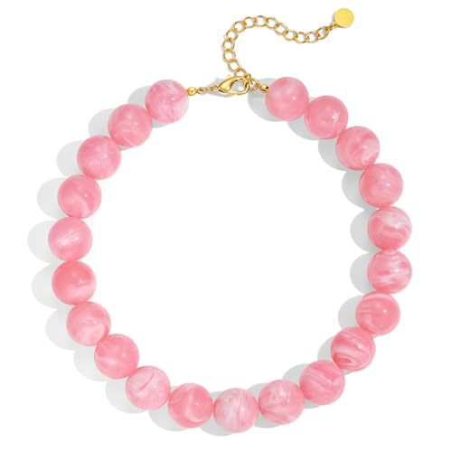 Casual Round Acrylic Bead Necklace Polished Ball Chain Women's Fashion Choker