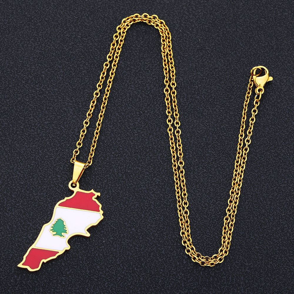 Collana Pendente Geometrica Vintage in Smalto per Unisex Acciaio Inossidabile e Titanio con Catena a O Gioielli