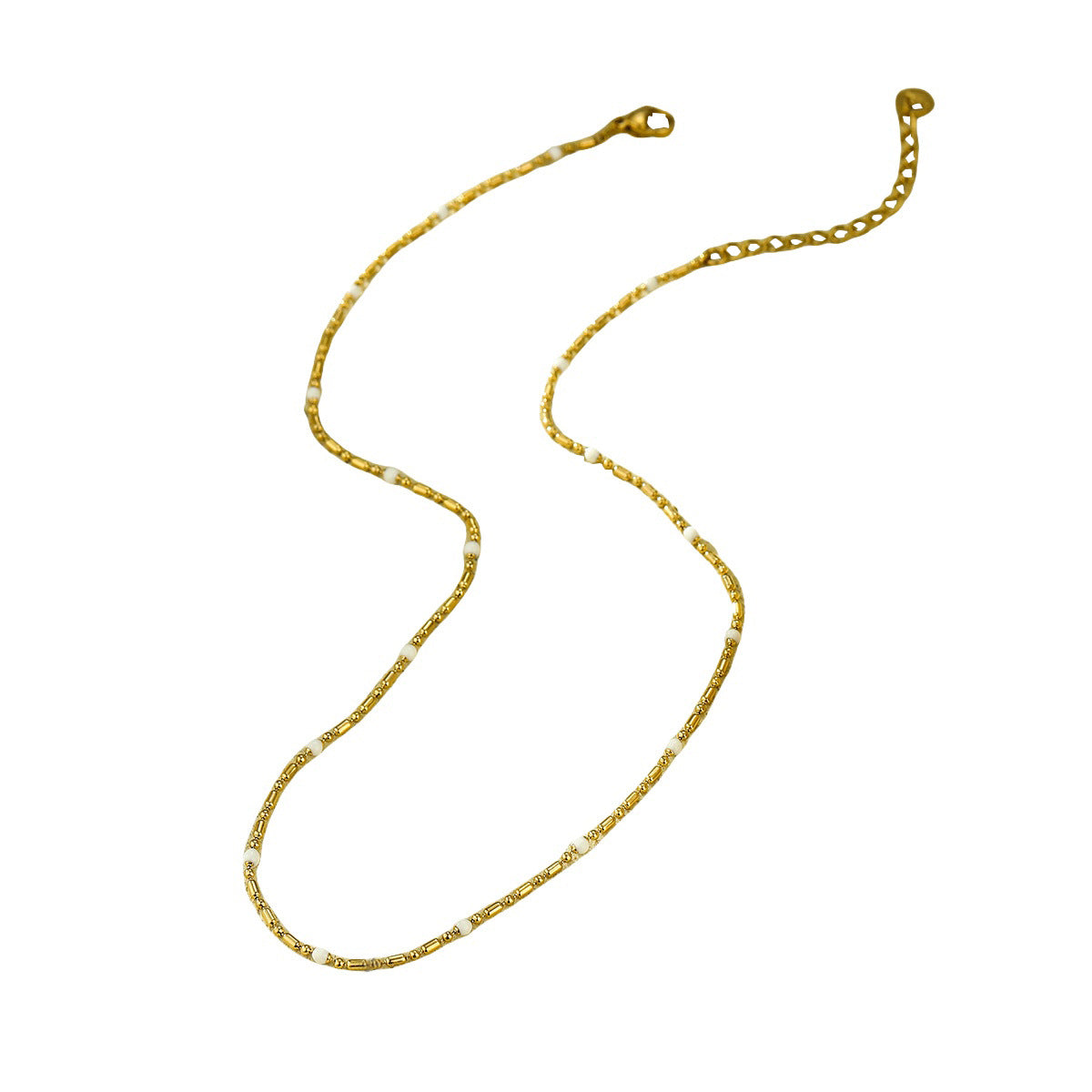 Collar de Acero de Titanio con Abalorios Geométricos Estilo Bohemio para Mujer con Acabado Galvanizado